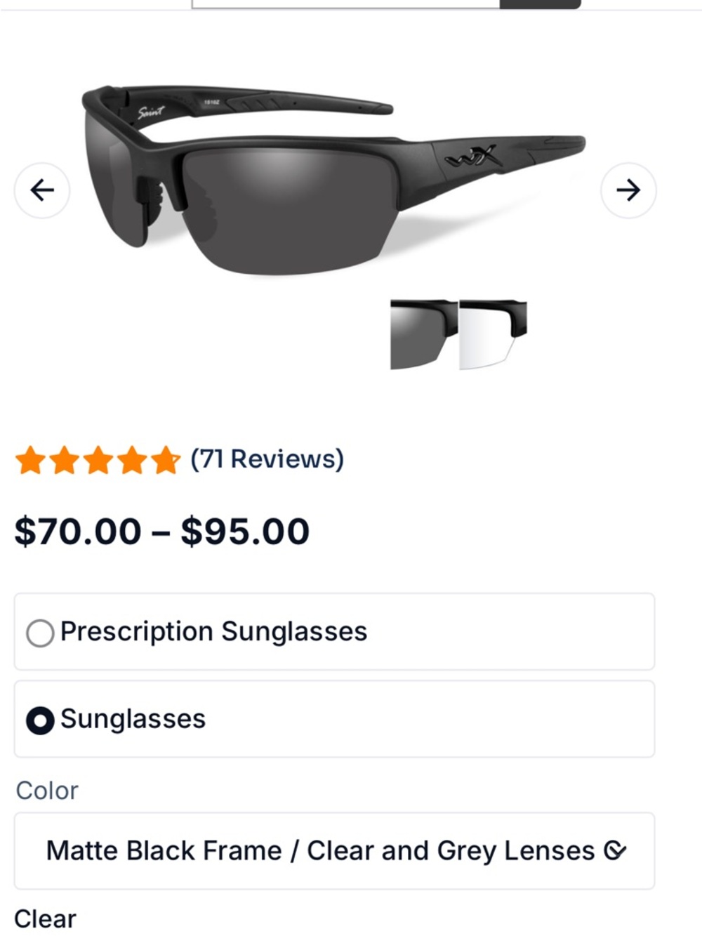 Wiley X Matte Black Safety Sunglasses - Grey Lenses